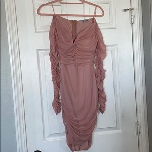 Open back mini dress and off shoulder